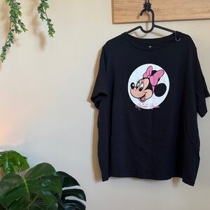 Disney Black Minnie Mouse Tee with Pink Bow